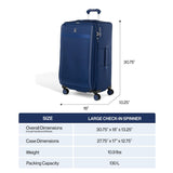 Travelpro VersaPack+ Lightweight Softside Expandable Checked Luggage, 8 Spinner Suitcase, TSA Lock, Men and Women, Checked Large 29 - Inch, Estate Blue
