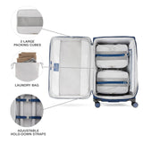 Travelpro VersaPack+ Lightweight Softside Expandable Checked Luggage, 8 Spinner Suitcase, TSA Lock, Men and Women, Checked Large 29 - Inch, Estate Blue