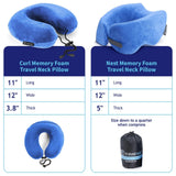TRAVELREST Nest Neck Support Pillow - Travel Essentials, Memory Foam, Compact Travel Pillow for Long Flights, Plane Sleeping Accessories, Comfortable, Compact, Washable, Attaches to Luggage - Blue