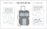 TravelWise Packing Cube System - Durable 5 Piece Weekender Plus Set (Black)