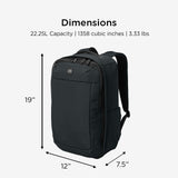 TravisMathew Lateral Convertible Travel Backpack/Briefcase with Laptop Compartment & Trolley Sleeve, Black