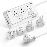 TREVOLTY 2000W Voltage Converter US to Europe for Hair Dryer, 220V to 110V Converter for European Travel with 3 AC 2 USBC 2 USBA Ports, European Travel Plug Adapter with Type C/G/I/L Plug (White)