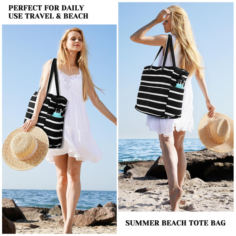 Trifabricy Beach Bags for Women Waterproof Sandproof Women Tote Bag, Large Beach Bag with Zipper for Gym Grocery Travel Vocation with Wet Pocket