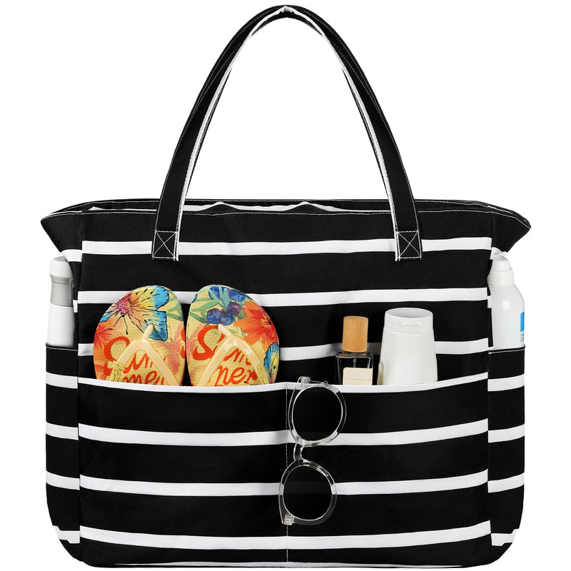 Trifabricy Beach Bags for Women Waterproof Sandproof Women Tote Bag, Large Beach Bag with Zipper for Gym Grocery Travel Vocation with Wet Pocket