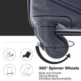 Tripcomp 4 - Piece Hardside Luggage Set with TSA Lock, Lightweight ABS Suitcases With Spinner Wheel, 16/20/24/28 inch, Black