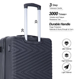 Tripcomp 4 - Piece Hardside Luggage Set with TSA Lock, Lightweight ABS Suitcases With Spinner Wheel, 16/20/24/28 inch, Black