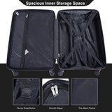 Tripcomp 4 - Piece Hardside Luggage Set with TSA Lock, Lightweight ABS Suitcases With Spinner Wheel, 16/20/24/28 inch, Black