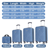 Tripcomp Luggage 4 Piece Set, Hardshell ABS Suitcase Set with Double Spinner Wheels, Lightweight Durable Large Luggage set, Carry On and Checked Travel Luggage, Blue