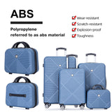 Tripcomp Luggage 4 Piece Set, Hardshell ABS Suitcase Set with Double Spinner Wheels, Lightweight Durable Large Luggage set, Carry On and Checked Travel Luggage, Blue
