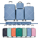 Tripcomp Luggage 4 Piece Set, Hardshell ABS Suitcase Set with Double Spinner Wheels, Lightweight Durable Large Luggage set, Carry On and Checked Travel Luggage, Blue