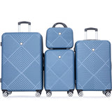 Tripcomp Luggage 4 Piece Set, Hardshell ABS Suitcase Set with Double Spinner Wheels, Lightweight Durable Large Luggage set, Carry On and Checked Travel Luggage, Blue