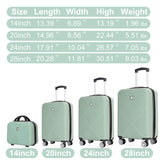 Tripcomp Luggage 4 Piece Set, Hardshell ABS Suitcase Set with Double Spinner Wheels, Lightweight Durable Large Luggage set, Carry On and Checked Travel Luggage, Olive Green