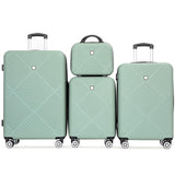 Tripcomp Luggage 4 Piece Set, Hardshell ABS Suitcase Set with Double Spinner Wheels, Lightweight Durable Large Luggage set, Carry On and Checked Travel Luggage, Olive Green