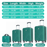 Tripcomp Luggage 4 Piece Set, Hardshell ABS Suitcase Set with Double Spinner Wheels, Lightweight Durable Luggage set, Carry On and Checked Travel Large Luggage, Dark Green