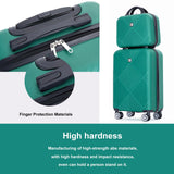 Tripcomp Luggage 4 Piece Set, Hardshell ABS Suitcase Set with Double Spinner Wheels, Lightweight Durable Luggage set, Carry On and Checked Travel Large Luggage, Dark Green