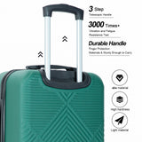Tripcomp Luggage 4 Piece Set, Hardshell ABS Suitcase Set with Double Spinner Wheels, Lightweight Durable Luggage set, Carry On and Checked Travel Large Luggage, Dark Green