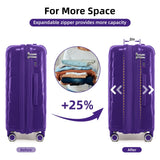 TRIPLAYER Carry On Luggage 22x14x9 Airline Approved, 20 Inch Expandable Hardshell Luggage Carry - on Suitcases with Spinner Wheels, Carry On Suitcase Set for Women (PURPLE)