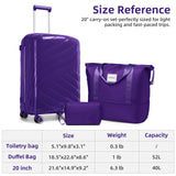 TRIPLAYER Carry On Luggage 22x14x9 Airline Approved, 20 Inch Expandable Hardshell Luggage Carry - on Suitcases with Spinner Wheels, Carry On Suitcase Set for Women (PURPLE)