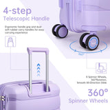 TRIPLAYER Carry On Luggage 22x14x9 Airline Approved, 22 Inch PP Hardshell Luggage Carry - on Suitcase with Spinner Wheels, Carry On Suitcase Set for Women (Lavender)