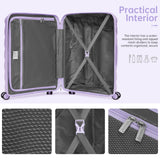 TRIPLAYER Carry On Luggage 22x14x9 Airline Approved, 22 Inch PP Hardshell Luggage Carry - on Suitcase with Spinner Wheels, Carry On Suitcase Set for Women (Lavender)