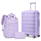 TRIPLAYER Carry On Luggage 22x14x9 Airline Approved, 22 Inch PP Hardshell Luggage Carry - on Suitcase with Spinner Wheels, Carry On Suitcase Set for Women (Lavender)