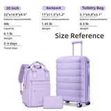 TRIPLAYER Carry On Luggage 22x14x9 Airline Approved, 22 Inch PP Hardshell Luggage Carry - on Suitcase with Spinner Wheels, Carry On Suitcase Set for Women (Lavender)