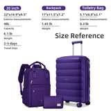 TRIPLAYER Carry On Luggage 22x14x9 Airline Approved, 22 Inch PP Hardshell Luggage Carry - on Suitcase with Spinner Wheels, Carry On Suitcase Set for Women(Purple)