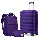 TRIPLAYER Carry On Luggage 22x14x9 Airline Approved, 22 Inch PP Hardshell Luggage Carry - on Suitcase with Spinner Wheels, Carry On Suitcase Set for Women(Purple)