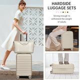 TRIPLAYER Luggage Sets 3 Piece, Carry On Luggage 22x14x9 Airline Approve PC Hardside Suitcase Set with Wheels TSA Lock, Durable Carry - On Suitcase with Duffel Bag for Women (Oysters)