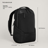 Troubadour Apex 4.0 - 22L Premium Laptop Backpack - Ergonomic & Water Resistant - Designed for Work and Travel - Black
