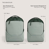 Troubadour Apex 4.0 Compact - 16L Premium Laptop Backpack - Ergonomic & Water Resistant - Designed for Work and Travel - Green Smoke
