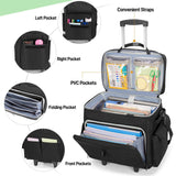 Trunab Rolling Teacher Bag with Expandable File Pocket and Detachable Trolley, Teacher Tote Bag with Wheels for up to 15.6 Inches Laptop (Patented Design) (Black)