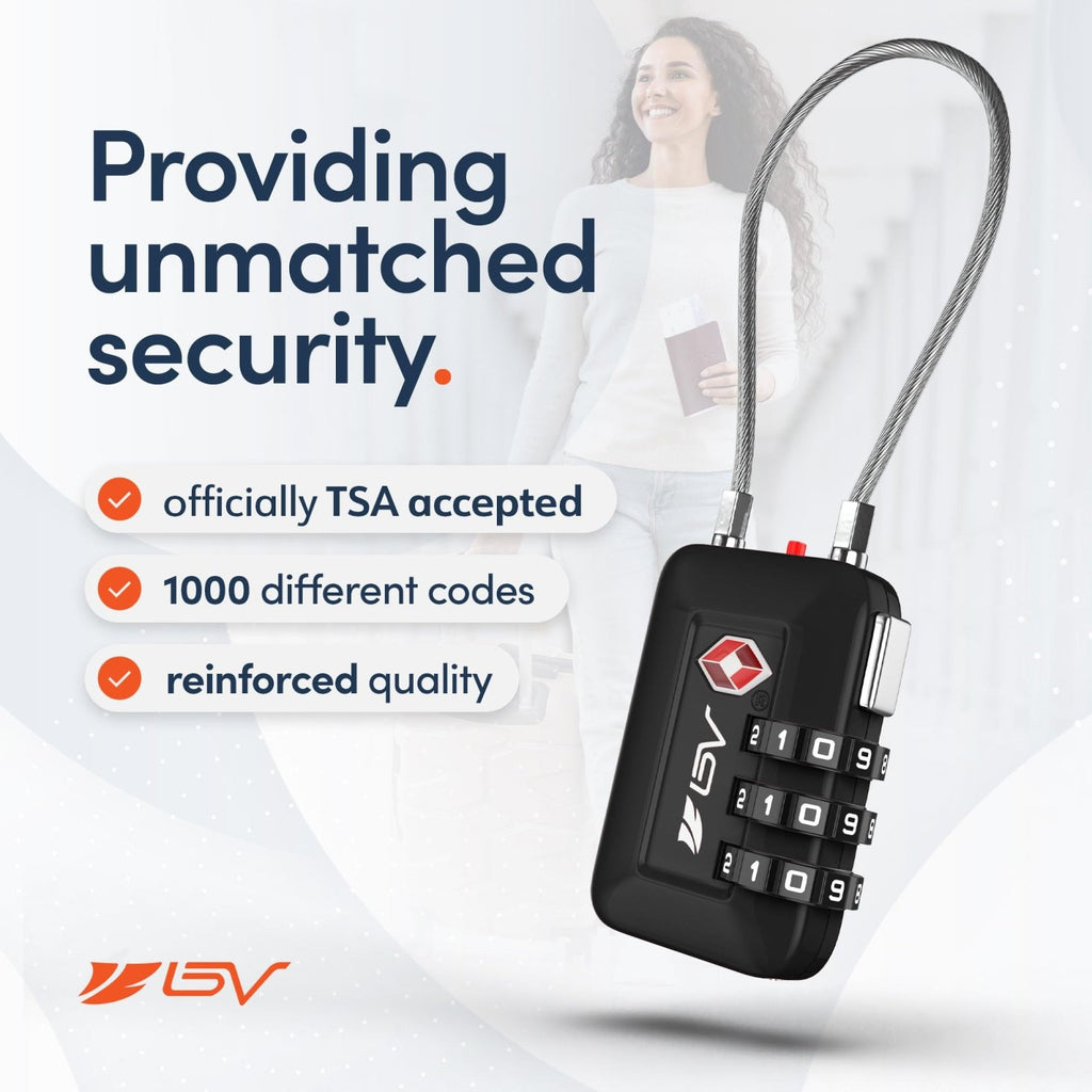 TSA Accepted Luggage Travel Lock, Set - Your - Own Combination Lock for School Gym Locker, Luggage Suitcase Baggage Locks, Filing Cabinets, Toolbox, Case (Black, 2 Pack)