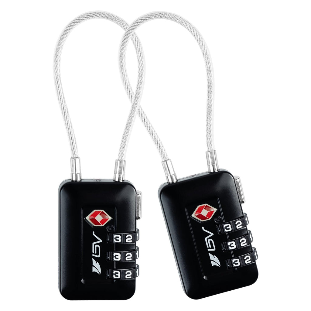 TSA Accepted Luggage Travel Lock, Set - Your - Own Combination Lock for School Gym Locker, Luggage Suitcase Baggage Locks, Filing Cabinets, Toolbox, Case (Black, 2 Pack)
