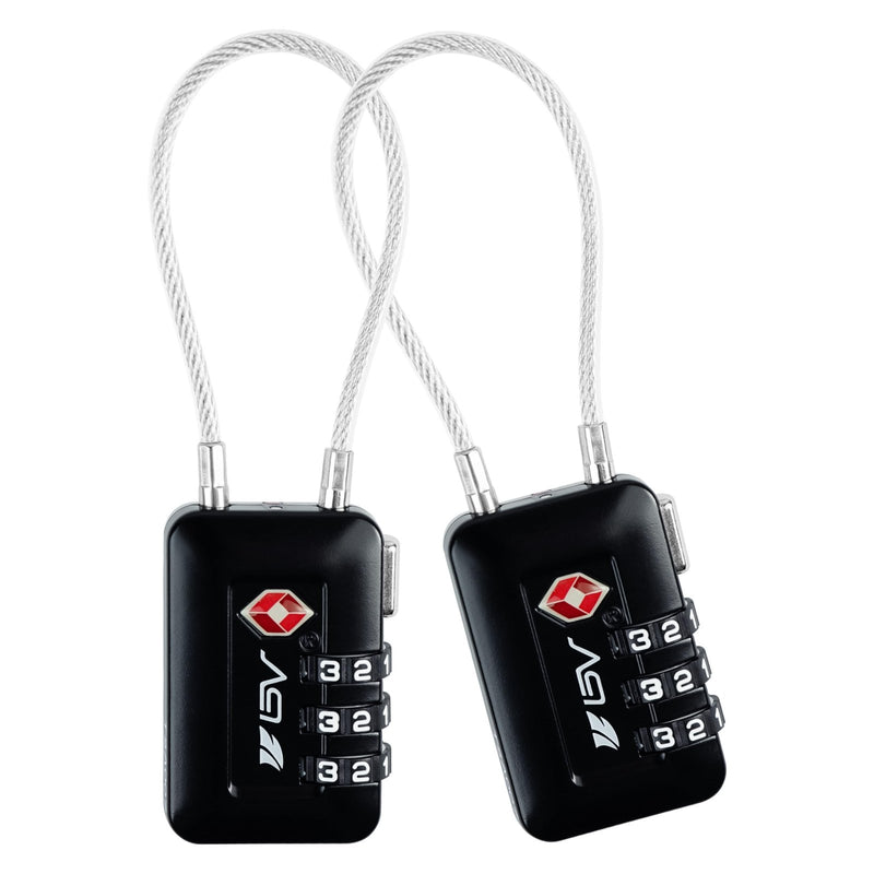 TSA Accepted Luggage Travel Lock, Set - Your - Own Combination Lock for School Gym Locker, Luggage Suitcase Baggage Locks, Filing Cabinets, Toolbox, Case (Black, 2 Pack)