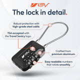 TSA Accepted Luggage Travel Lock, Set - Your - Own Combination Lock for School Gym Locker, Luggage Suitcase Baggage Locks, Filing Cabinets, Toolbox, Case (Black, 2 Pack)
