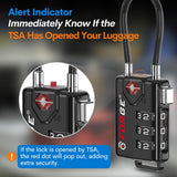 TSA Approved Cable Luggage Locks, Re - settable Combination with Alloy Body