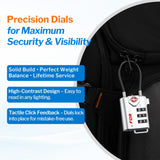 TSA Approved Cable Luggage Locks, Re - settable Combination with Alloy Body