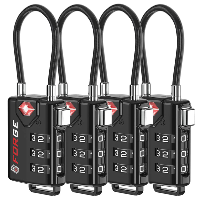 TSA Approved Cable Luggage Locks, Re - settable Combination with Alloy Body