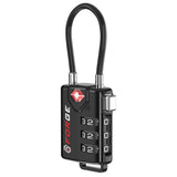 TSA Approved Cable Luggage Locks, Re - settable Combination with Alloy Body, Black 1 Lock.