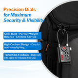 TSA Approved Cable Luggage Locks, Re - settable Combination with Alloy Body, Black 2 Locks.