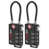 TSA Approved Cable Luggage Locks, Re - settable Combination with Alloy Body, Black 2 Locks.