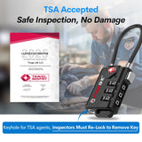 TSA Approved Cable Luggage Locks, Re - settable Combination with Alloy Body, Black 2 Locks.