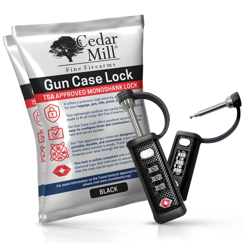 TSA Approved Tactical Gun Case Lock - Protective Rubber Sleeve & Cut - Resistant MonoShaft - Secure Single Shaft Padlock for Guns Luggage Rifles Pistols & Revolver Cases - Child Safe