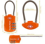 TSA Approved Travel Combination Cable Luggage Locks for Suitcases & Backpacks - 1 Pack of Orange TSA Lock