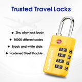 TSA Approved Travel Luggage Locks, Open Alert Combination Lock for School Office & Gym Locker ,Toolbox, Pelican Case,Easy Read Dials - 1, 2 & 4 Pack (1, Yellow 2 Pack)