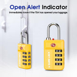 TSA Approved Travel Luggage Locks, Open Alert Combination Lock for School Office & Gym Locker ,Toolbox, Pelican Case,Easy Read Dials - 1, 2 & 4 Pack (1, Yellow 2 Pack)