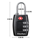 TSA Luggage Locks (4Pack) - 3 Digit Combination Padlocks - Approved Travel Lock for Suitcases & Baggage (Black)