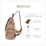 TSD Brand Canvas Backpack Lightweight Travel Daypack Carry On Laptop Backpack Hiking Casual Daypack Backpack (Khaki)