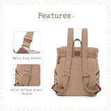 TSD Brand Canvas Backpack Lightweight Travel Daypack Carry On Laptop Backpack Hiking Casual Daypack Backpack (Khaki)
